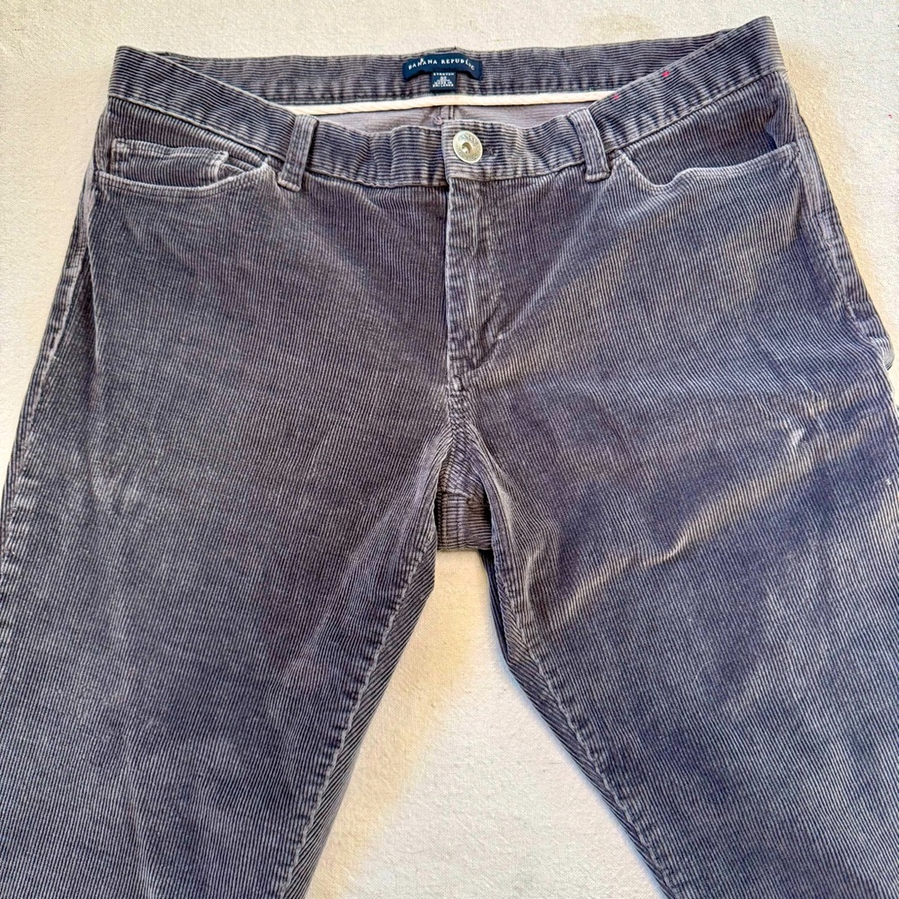Banana Republic Blue Gray Stretch Corduroy Slim Leg Pants Size 32 Women